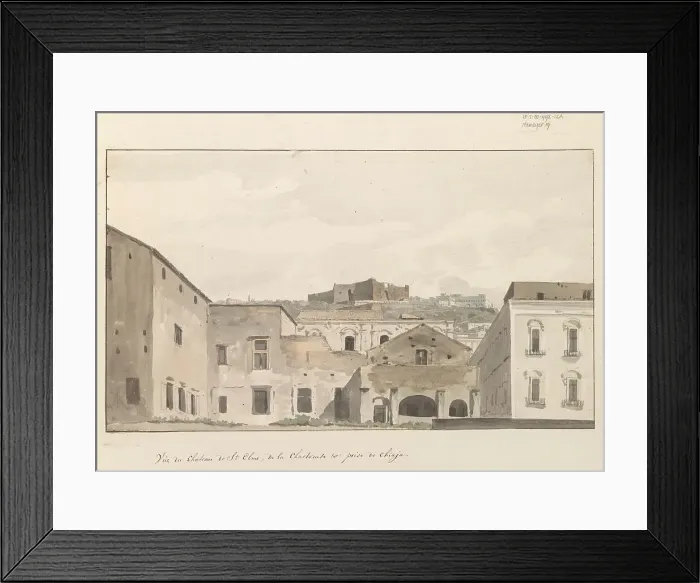 Framed Print : View of Castel Sant'elmo and the monastery from Chiaja, 1778. Creator: Louis Ducros Framed Print : View of Castel Sant'elmo and the monastery from Chiaja, 1778. Creator: Louis Ducros