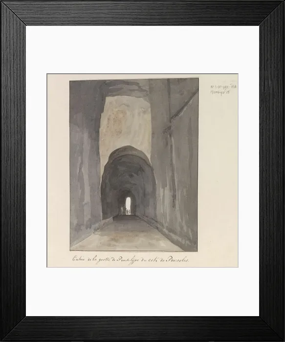 Framed Print : Entrance of cave Crypta Neapolitana (or Grotta di Posillipo) on the coast of Pozzuoli, 1778. Creator: Louis Ducros Framed Print : Entrance of cave Crypta Neapolitana (or Grotta di Posillipo) on the coast of Pozzuoli, 1778. Creator: Louis Ducros