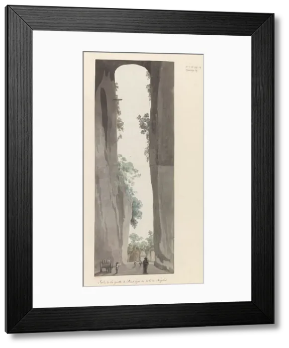 Framed Print : Exit of cave Crypta Neapolitana (or Grotta di Posillipo) on the coast of Naples, 1778. Creator: Louis Ducros Framed Print : Exit of cave Crypta Neapolitana (or Grotta di Posillipo) on the coast of Naples, 1778. Creator: Louis Ducros
