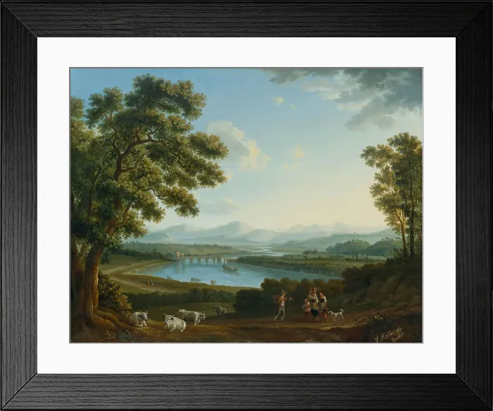 Framed Print : Expansive landscape with a view of the Tiber Valley. Creator: Matveyev, Fyodor Mikhailovich (1758-1826) Framed Print : Expansive landscape with a view of the Tiber Valley. Creator: Matveyev, Fyodor Mikhailovich (1758-1826)