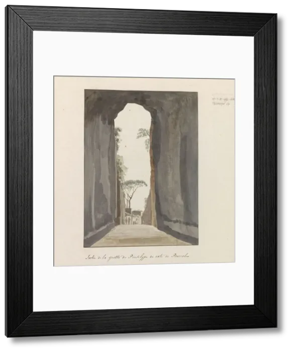 Framed Print : Exit of cave Crypta Neapolitana (or Grotta di Posillipo) on the coast of Pozzuoli, 1778. Creator: Louis Ducros Framed Print : Exit of cave Crypta Neapolitana (or Grotta di Posillipo) on the coast of Pozzuoli, 1778. Creator: Louis Ducros