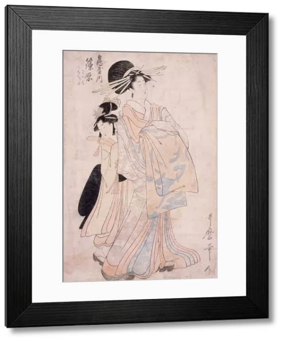 Framed Print : Courtesan Shinohara from the House of Tsuruya, c1804. Creator: Kitagawa Utamaro Framed Print : Courtesan Shinohara from the House of Tsuruya, c1804. Creator: Kitagawa Utamaro