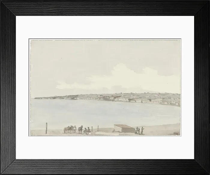 Framed Print : View of the promontory of Posillipo with ancient palace... 1778. Creator: Louis Ducros Framed Print : View of the promontory of Posillipo with ancient palace... 1778. Creator: Louis Ducros