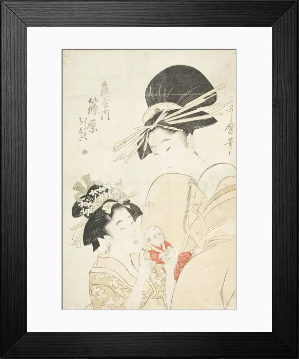 Framed Print : The Courtesan Shinahara of Tsuruya with the Kamuro Shinobu, c1800. Creator: Kitagawa Utamaro Framed Print : The Courtesan Shinahara of Tsuruya with the Kamuro Shinobu, c1800. Creator: Kitagawa Utamaro