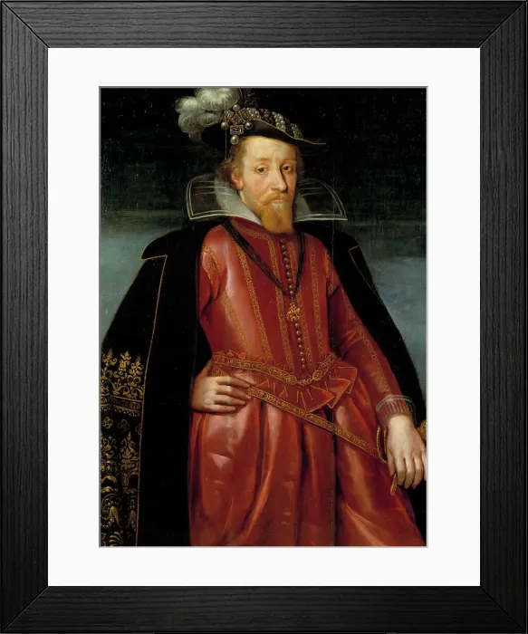 Framed Print : James I of England (1566-1625), c1603. Creator: John de Critz the Elder Framed Print : James I of England (1566-1625), c1603. Creator: John de Critz the Elder