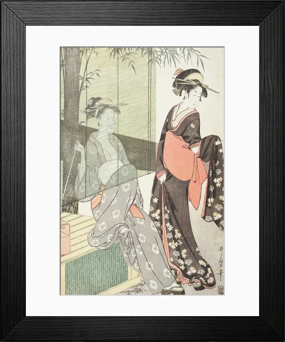 Framed Print : Women Stretching Silk (image 3 of 3), between circa 1797 and circa 1798. Creator: Kitagawa Utamaro Framed Print : Women Stretching Silk (image 3 of 3), between circa 1797 and circa 1798. Creator: Kitagawa Utamaro