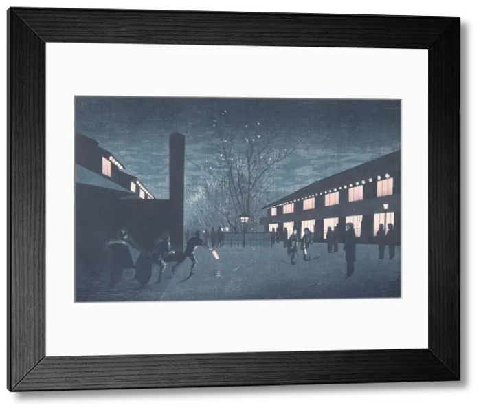 Framed Print : Night View of Cherry Blossoms in Shinyoshiwara, Published in 1880. Creator: Inoue Yasuji Framed Print : Night View of Cherry Blossoms in Shinyoshiwara, Published in 1880. Creator: Inoue Yasuji