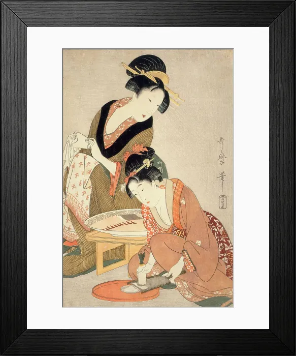 Framed Print : Preparing Raw Fish, 18th century. Creator: Kitagawa Utamaro