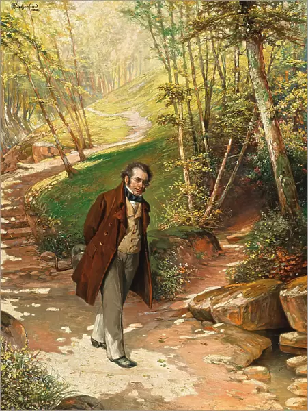 Franz Schubert walking in the Vienna Woods. Creator: Priechenfried, Alois Heinrich (1867-1953)