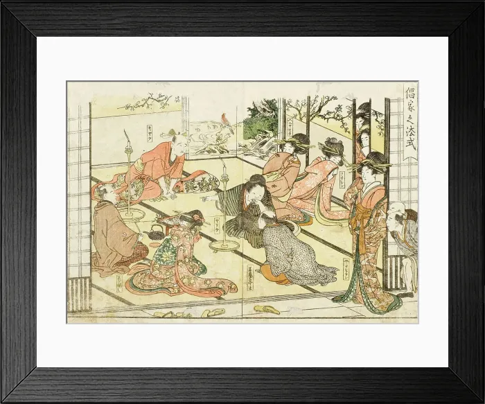 Framed Print : Customer Entertained in the Yoshiwara, 1804. Creator: Kitagawa Utamaro Framed Print : Customer Entertained in the Yoshiwara, 1804. Creator: Kitagawa Utamaro