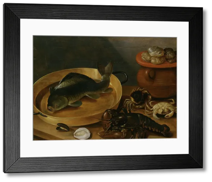 Framed Print : Kitchen Still Life with a Carp and Shellfish, unknown date. Creator: Unknown Framed Print : Kitchen Still Life with a Carp and Shellfish, unknown date. Creator: Unknown