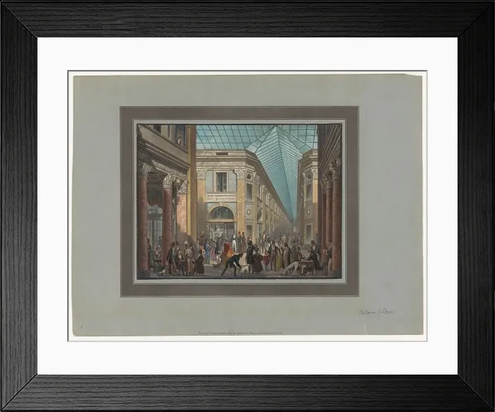 Framed Print : The print shop of Luigi Valeriano Pozzi in the Galleria Vittorio Emanuele in Milan, 1788-1847. Creator: Luigi Valeriano Pozzi Framed Print : The print shop of Luigi Valeriano Pozzi in the Galleria Vittorio Emanuele in Milan, 1788-1847. Creator: Luigi Valeriano Pozzi