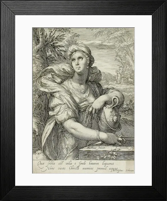 Framed Print : The Woman of Samaria, c1595. Creator: Jan Saenredam Framed Print : The Woman of Samaria, c1595. Creator: Jan Saenredam