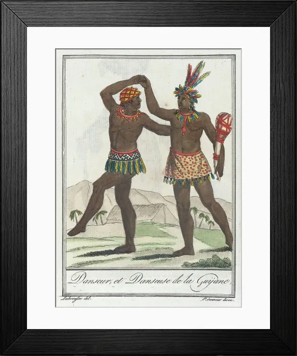 Framed Print : Costumes de Différents Pays, Danseur, et Danseuse de la Guÿane, c1797. Creators: Jacques Grasset de Saint-Sauveur, LF Labrousse Framed Print : Costumes de Différents Pays, Danseur, et Danseuse de la Guÿane, c1797. Creators: Jacques Grasset de Saint-Sauveur, LF Labrousse