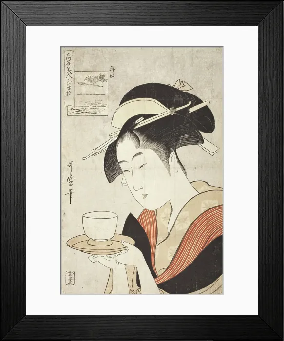 Framed Print : Woman Holding a Cup on a Tray (image 2 of 2), between circa 1794 and circa 1795. Creator: Kitagawa Utamaro Framed Print : Woman Holding a Cup on a Tray (image 2 of 2), between circa 1794 and circa 1795. Creator: Kitagawa Utamaro