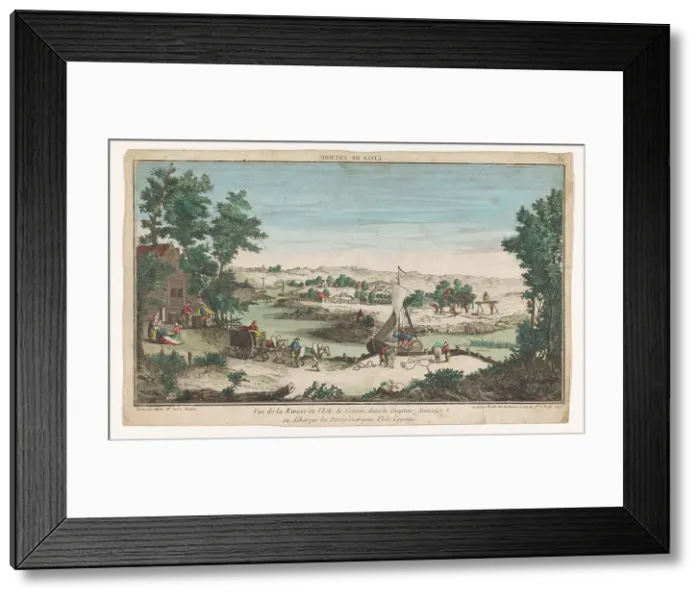 Framed Print : View of the river and island of Kourou, before 1744-after 1760. Creator: Anon Framed Print : View of the river and island of Kourou, before 1744-after 1760. Creator: Anon