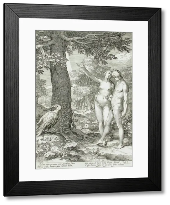 Framed Print : Adam and Eve Before the Tree of Knowledge, 1604. Creator: Jan Saenredam Framed Print : Adam and Eve Before the Tree of Knowledge, 1604. Creator: Jan Saenredam