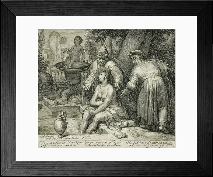 Framed Print : Susanna at the Bath, 1602. Creator: Jan Saenredam Framed Print : Susanna at the Bath, 1602. Creator: Jan Saenredam