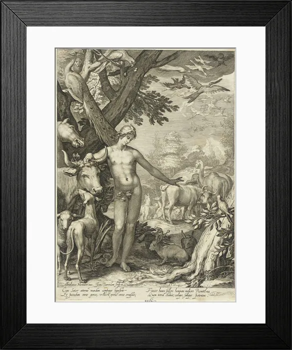 Framed Print : Adam Naming the Animals, 1604. Creator: Jan Saenredam Framed Print : Adam Naming the Animals, 1604. Creator: Jan Saenredam