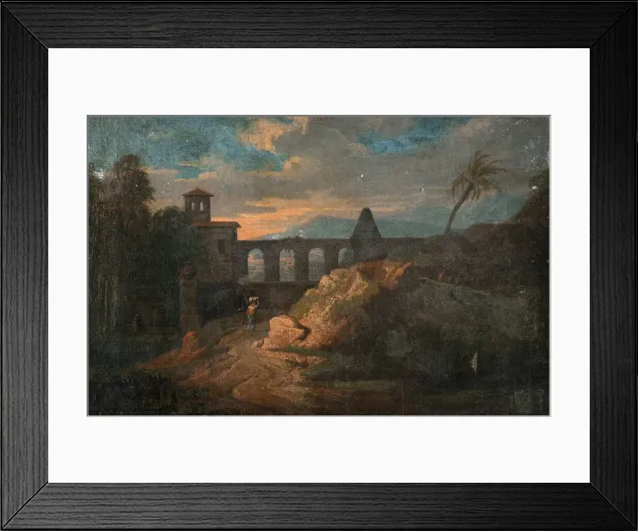 Framed Print : Landscape with Buildings and an Aqueduct, c17th century. Creator: Unknown Framed Print : Landscape with Buildings and an Aqueduct, c17th century. Creator: Unknown