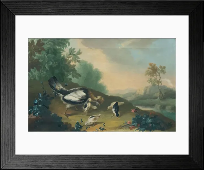 Framed Print : Landscape with Poultry, c18th century. Creator: Unknown Framed Print : Landscape with Poultry, c18th century. Creator: Unknown
