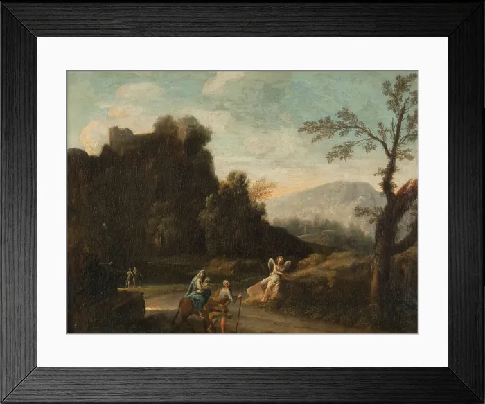 Framed Print : Landscape with the Flight into Egypt, c17th century. Creator: Unknown Framed Print : Landscape with the Flight into Egypt, c17th century. Creator: Unknown