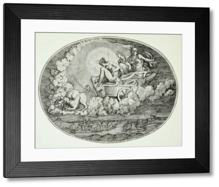 Framed Print : Diana and Her Chariot, Printed 1541. Creator: Marcantonio Raimondi Framed Print : Diana and Her Chariot, Printed 1541. Creator: Marcantonio Raimondi