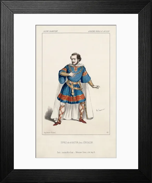 Framed Print : Gilbert Duprez (1806-1896) as Gaston in the Opera Jerusalem by Giuseppe Verdi at the... 1847. Creator: Lacauchie, Alexandre (1814-1886) Framed Print : Gilbert Duprez (1806-1896) as Gaston in the Opera Jerusalem by Giuseppe Verdi at the... 1847. Creator: Lacauchie, Alexandre (1814-1886)