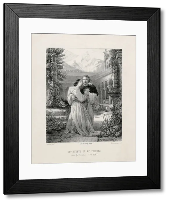 Framed Print : Gilbert Duprez und Rosine Stoltz as Fernand and Léonor in the Opera La favorite by Gaetano... c.184 Creator: Desmaisons, Émile (1812-1880) Framed Print : Gilbert Duprez und Rosine Stoltz as Fernand and Léonor in the Opera La favorite by Gaetano... c.184 Creator: Desmaisons, Émile (1812-1880)