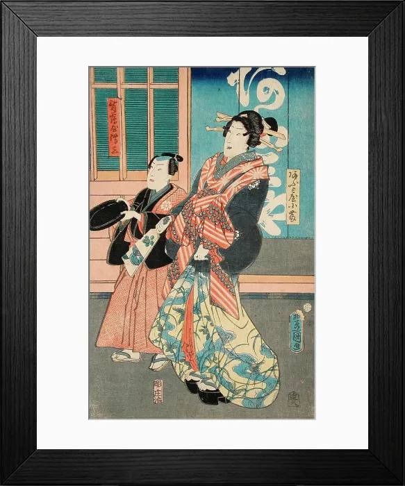 Framed Print : Ofuji of Omiya and her Servant, 1856. Creator: Utagawa Kunisada Framed Print : Ofuji of Omiya and her Servant, 1856. Creator: Utagawa Kunisada