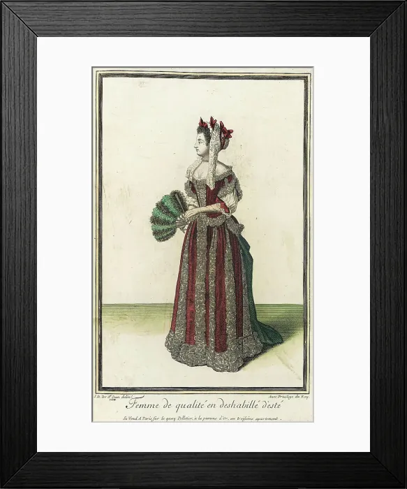 Framed Print : Recueil des modes de la cour de France, Femme de Qualité en Deshabillé d'Esté, 1684. Creator: Jean de Dieu Framed Print : Recueil des modes de la cour de France, Femme de Qualité en Deshabillé d'Esté, 1684. Creator: Jean de Dieu