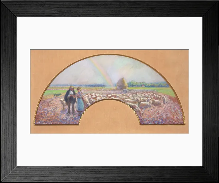 Framed Print : Shepherds in the Fields with Rainbow, 1885. Creator: Camille Pissarro Framed Print : Shepherds in the Fields with Rainbow, 1885. Creator: Camille Pissarro