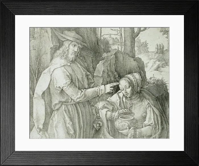 Framed Print : Christ Appearing to Mary Magdalene as a Gardener, 1519. Creator: Lucas van Leyden Framed Print : Christ Appearing to Mary Magdalene as a Gardener, 1519. Creator: Lucas van Leyden