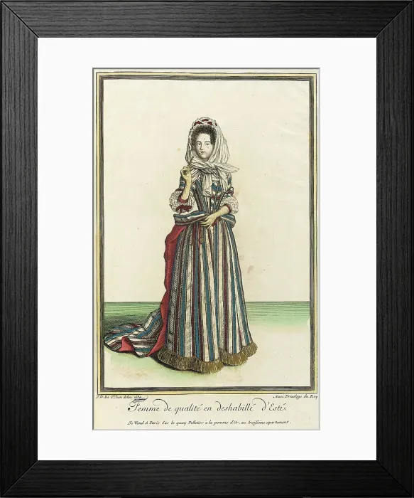 Framed Print : Recueil des modes de la cour de France, Femme de Qualité en Deshabillé d'Esté, 1684. Creator: Jean de Dieu Framed Print : Recueil des modes de la cour de France, Femme de Qualité en Deshabillé d'Esté, 1684. Creator: Jean de Dieu