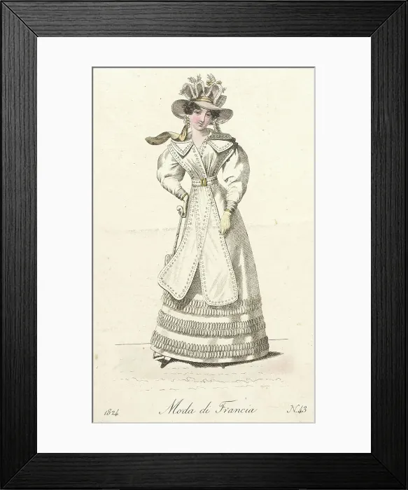 Framed Print : Fashion Plate (Corriere delle Dame), 1824. Creator: Unknown Framed Print : Fashion Plate (Corriere delle Dame), 1824. Creator: Unknown