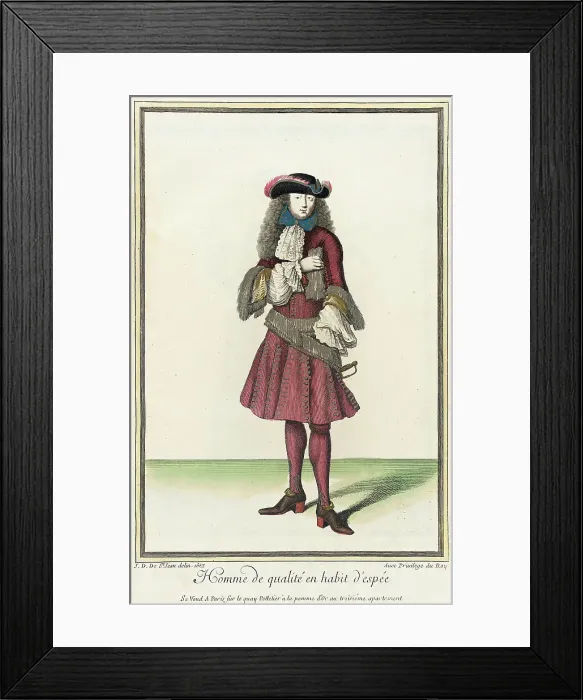 Framed Print : Recueil des modes de la cour de France, Homme de Qualité en Habit d'Espée, 1683. Creator: Jean de Dieu Framed Print : Recueil des modes de la cour de France, Homme de Qualité en Habit d'Espée, 1683. Creator: Jean de Dieu