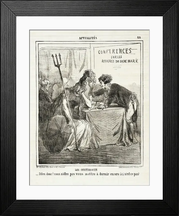 Framed Print : Les Conferences sur les affaires du Danemark: Dites donc? Vous n'allez pas vous mettre à... 1864. Creator: Cham Framed Print : Les Conferences sur les affaires du Danemark: Dites donc? Vous n'allez pas vous mettre à... 1864. Creator: Cham