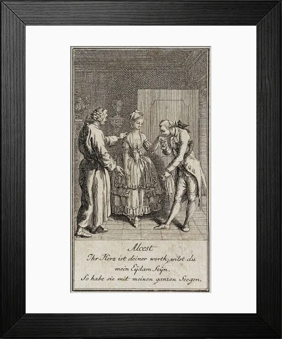 Framed Print : Illustration for Gellert's Six Fables and Six Stories, 1775. Creator: Daniel Nikolaus Chodowiecki