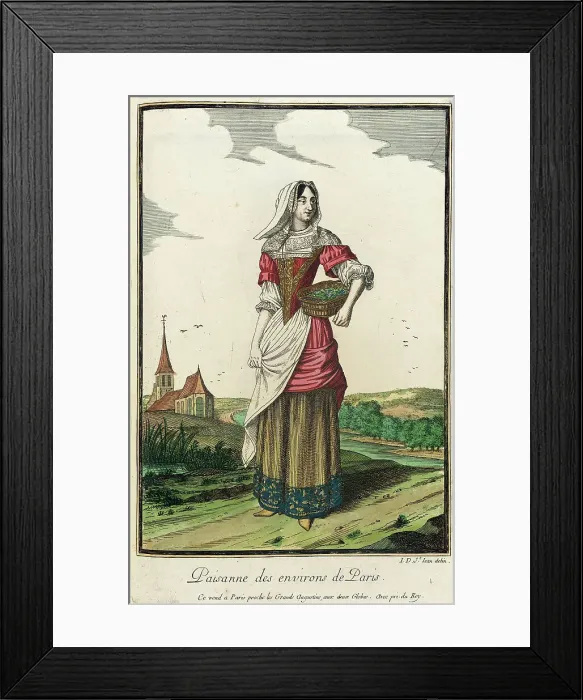 Framed Print : Recueil des modes de la cour de France, Paisanne des Environs de Paris, between c1678 and c1693. Creator: Jean de Dieu Framed Print : Recueil des modes de la cour de France, Paisanne des Environs de Paris, between c1678 and c1693. Creator: Jean de Dieu