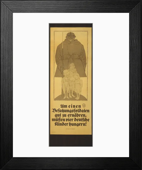 Framed Print : In order to feed an occupying soldier well, four German children have to starve!, 1920. Creator: Arnold, Karl (1883-1953) Framed Print : In order to feed an occupying soldier well, four German children have to starve!, 1920. Creator: Arnold, Karl (1883-1953)