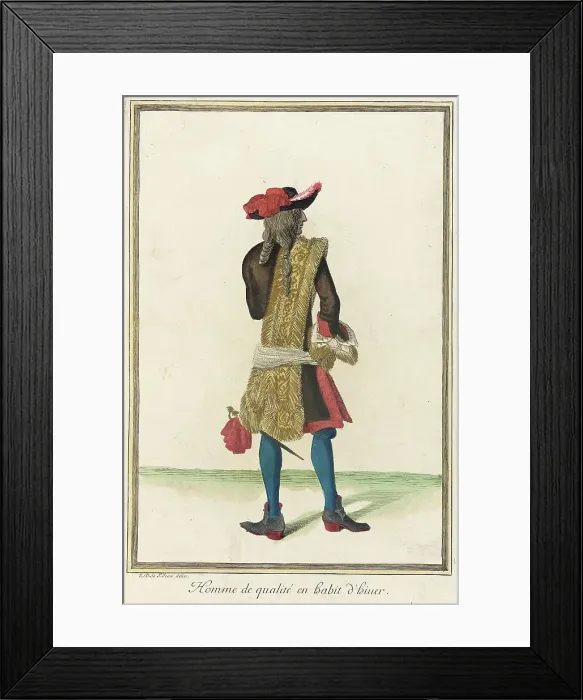 Framed Print : Recueil des modes de la cour de France, Homme de Qualité en Habit d'Hiuer, 1678. Creator: Jean de Dieu Framed Print : Recueil des modes de la cour de France, Homme de Qualité en Habit d'Hiuer, 1678. Creator: Jean de Dieu