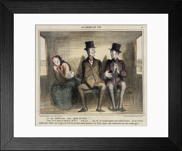 Framed Print : Il me semble que nous allons dérailler.. 1857. Creator: Honore Daumier Framed Print : Il me semble que nous allons dérailler.. 1857. Creator: Honore Daumier