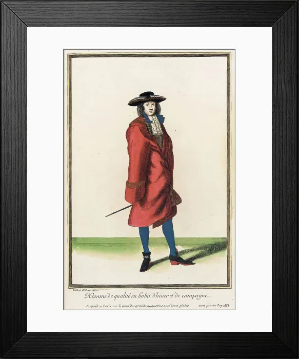 Framed Print : Recueil des modes de la cour de France, Homme de Qualité en Habit d'Hiuer et de Campagne, 1683. Creator: Jean de Dieu Framed Print : Recueil des modes de la cour de France, Homme de Qualité en Habit d'Hiuer et de Campagne, 1683. Creator: Jean de Dieu