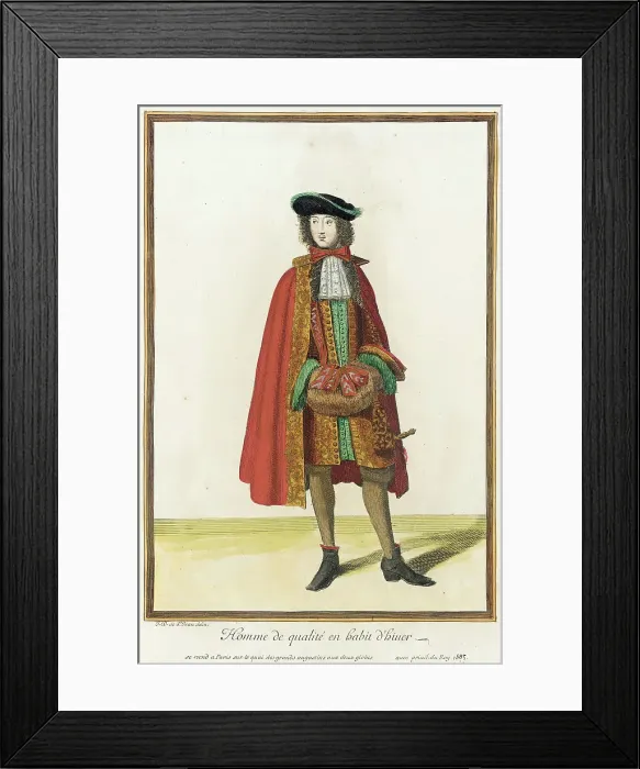 Framed Print : Recueil des modes de la cour de France, Homme de Qualité en Habit d'Hiuer, 1683. Creator: Jean de Dieu Framed Print : Recueil des modes de la cour de France, Homme de Qualité en Habit d'Hiuer, 1683. Creator: Jean de Dieu