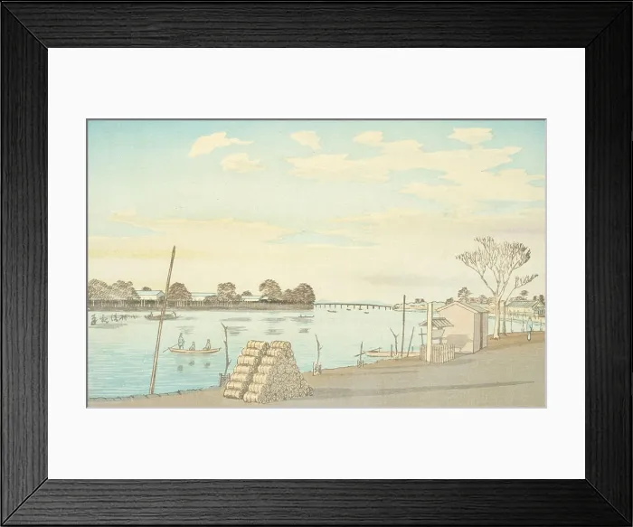 Framed Print : Fujimi Ferry, the River Okawa, 1880. Creator: Kobayashi Kiyochika Framed Print : Fujimi Ferry, the River Okawa, 1880. Creator: Kobayashi Kiyochika