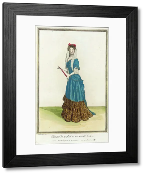 Framed Print : Recueil des modes de la cour de France, Femme de Qualité en Deshabillé d'Esté, 1683. Creator: Jean de Dieu Framed Print : Recueil des modes de la cour de France, Femme de Qualité en Deshabillé d'Esté, 1683. Creator: Jean de Dieu