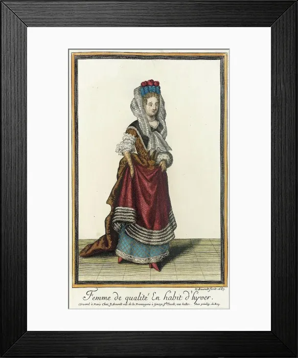 Framed Print : Recueil des modes de la cour de France, Femme de Qualité en Habit d'Hyver, 1687. Creator: Nicolas Arnoult Framed Print : Recueil des modes de la cour de France, Femme de Qualité en Habit d'Hyver, 1687. Creator: Nicolas Arnoult