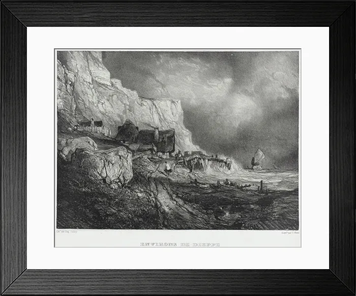 Framed Print : Near Dieppe, 1833. Creators: Thomas McLean, Eugene Isabey Framed Print : Near Dieppe, 1833. Creators: Thomas McLean, Eugene Isabey