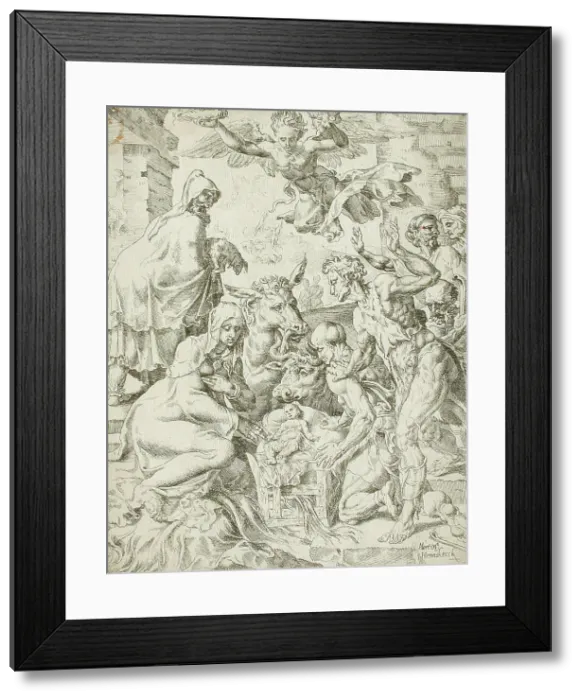 Framed Print : Adoration of the Shepherds, 1548. Creator: Unknown Framed Print : Adoration of the Shepherds, 1548. Creator: Unknown