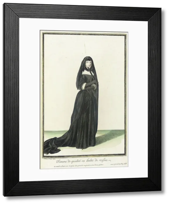 Framed Print : Recueil des modes de la cour de France, Femme de Qualité en Habit de Vefue, 1678. Creator: Jean de Dieu Framed Print : Recueil des modes de la cour de France, Femme de Qualité en Habit de Vefue, 1678. Creator: Jean de Dieu